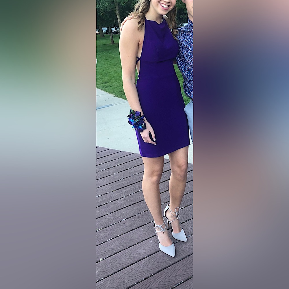 Alyce Paris gorgeous vibrant purple halter neck dress